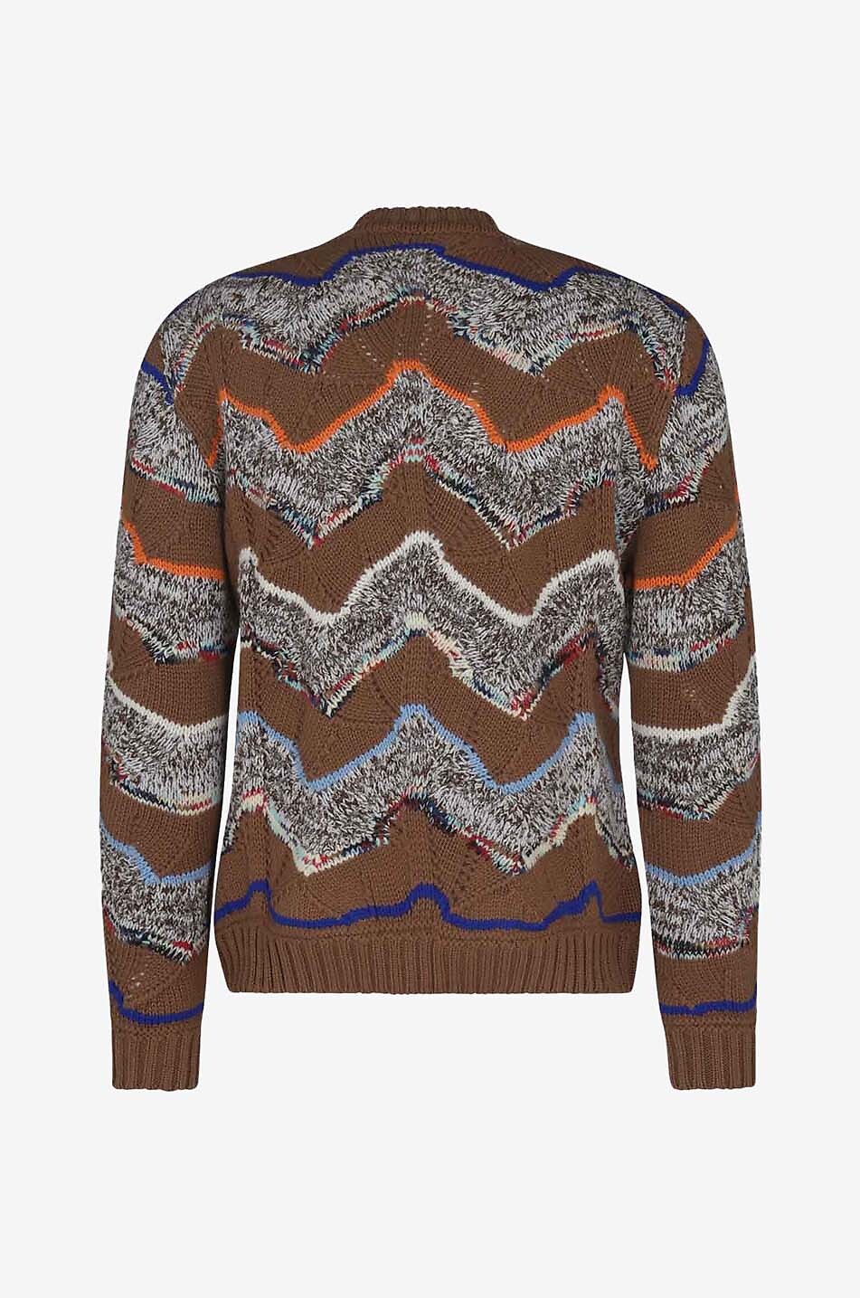 Zigzag patterned jacquard jumper in wool