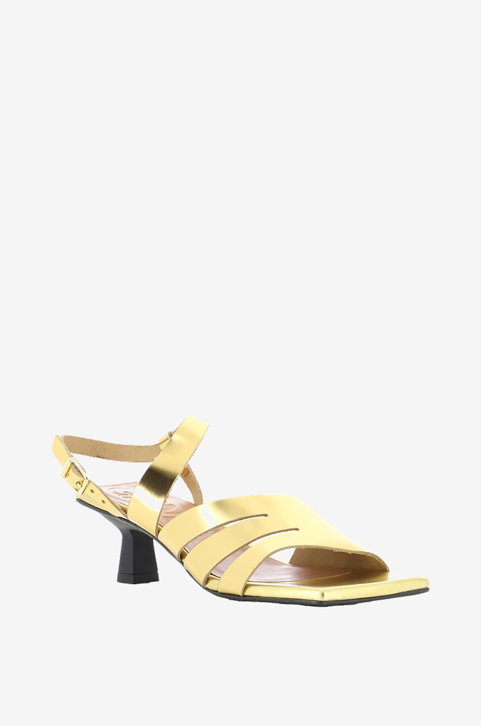 Sandales à petit talon en cuir métallisé 55