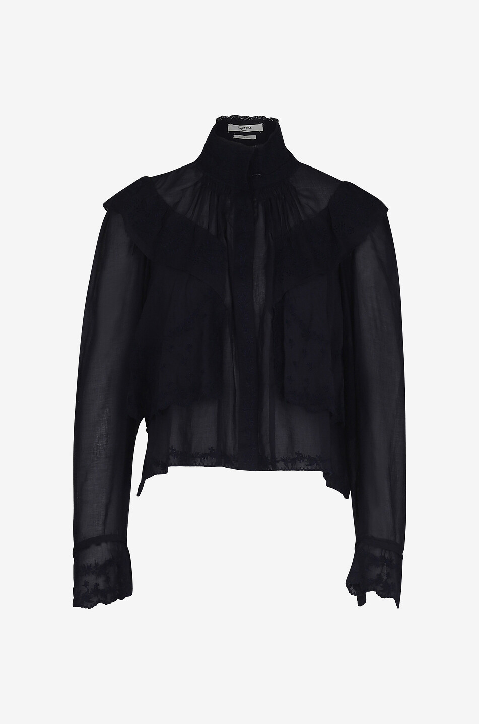 MARANT ETOILE Lelmon openwork embroidery adorned cotton blouse Women DARK BLUE 1