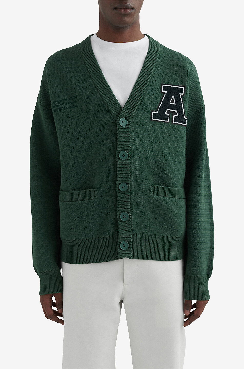 AXEL ARIGATO Cardigan en coton à col V Singular Homme VERT FONCÉ 3