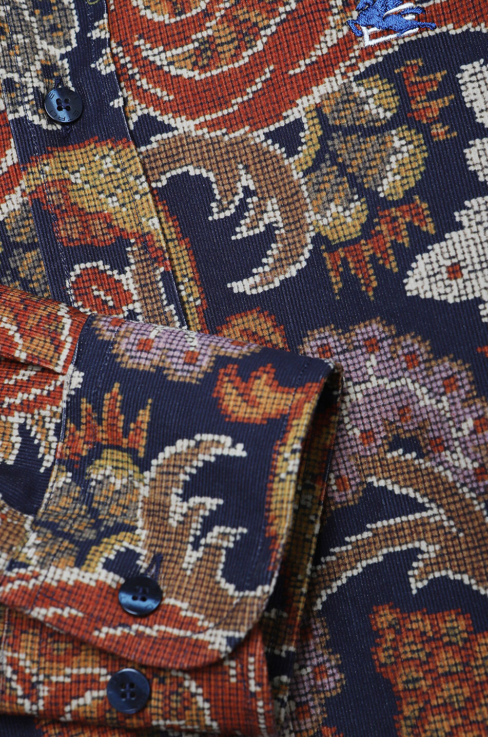ETRO Langarm-Hemd aus Samt mit Gobelin-Print Herren DUNKELBLAU 3