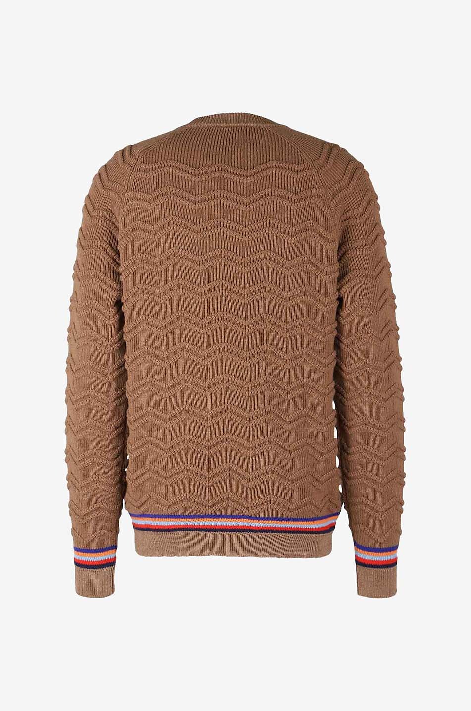MISSONI Wave patterned textured knit wool jumper Men BROWN 2