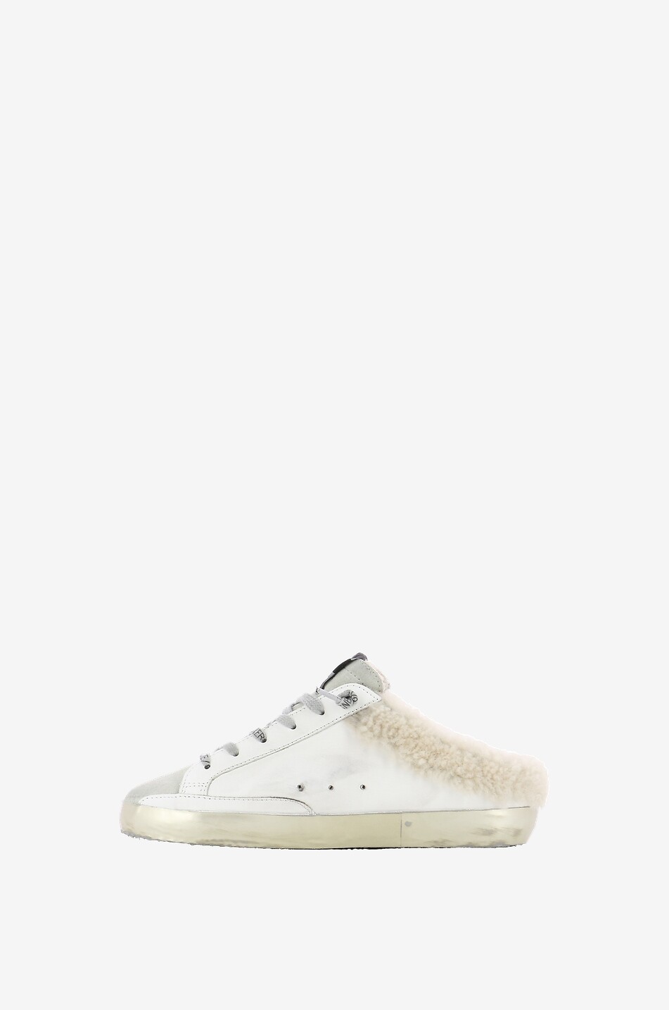 GOLDEN GOOSE Mules en cuir et peau lainée Super-Star Femme BLANC 3