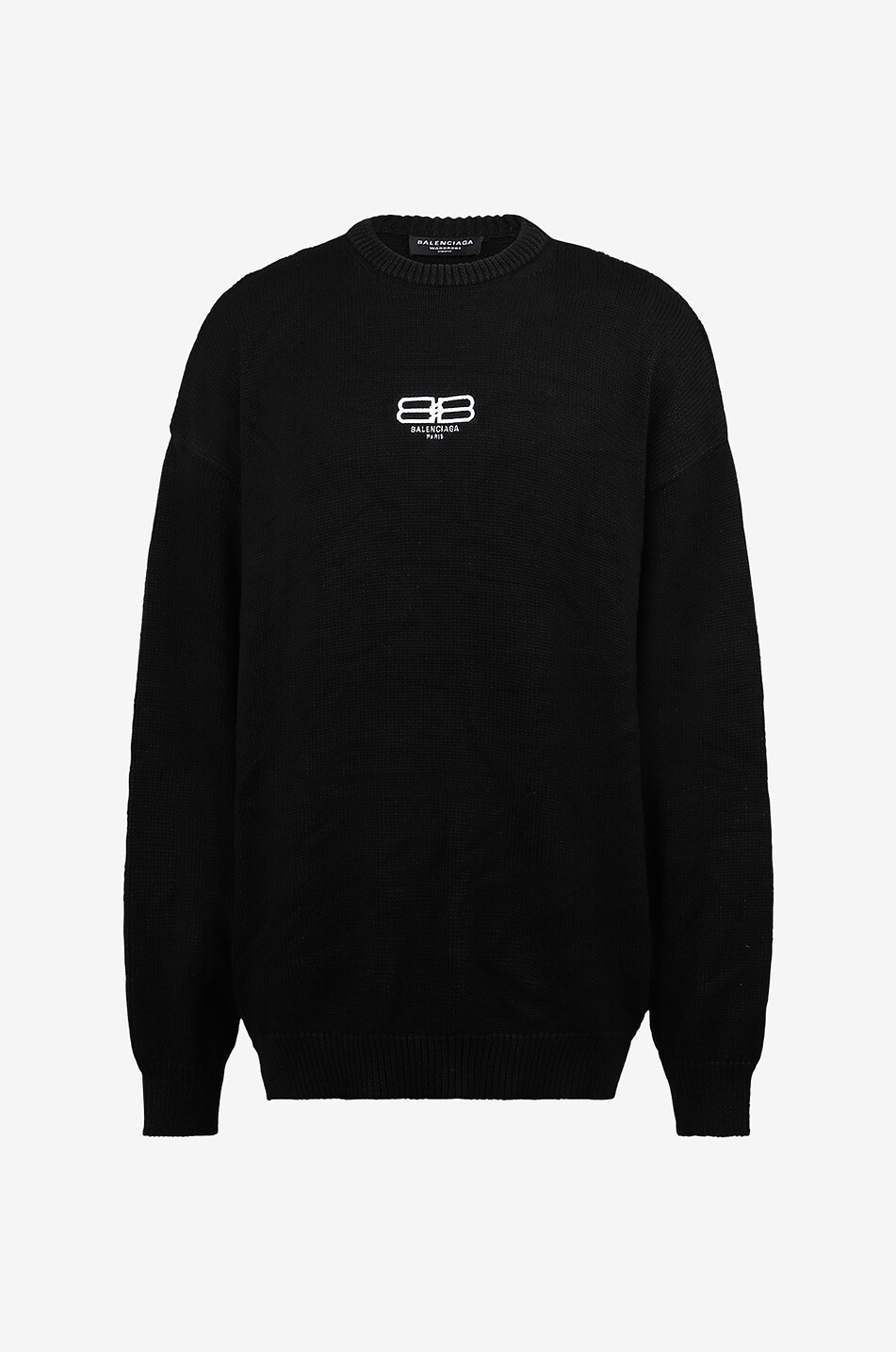 BALENCIAGA Pull en coton BB Paris Icon Large Fit Homme NOIR 1