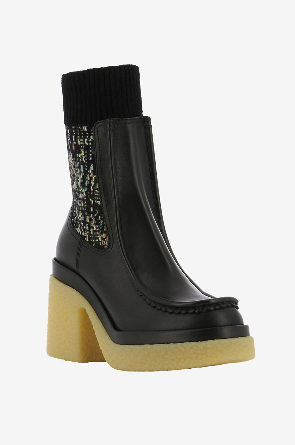 Plateau-Stiefeletten aus Glattleder und Strick Jamie 55