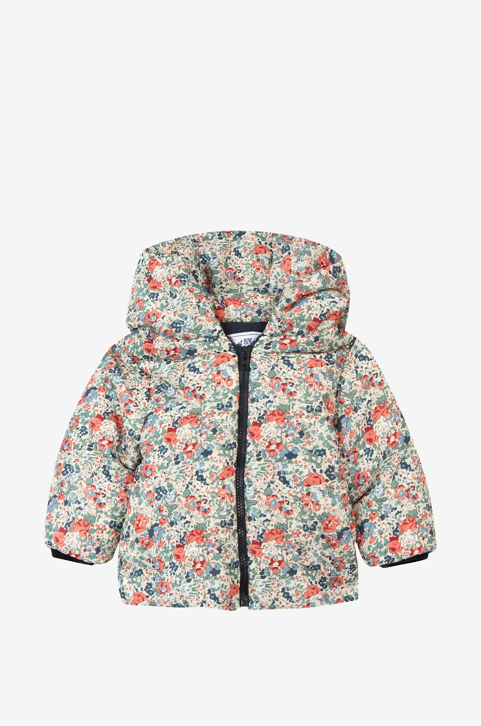 TARTINE ET CHOCOLAT Liberty printed baby down jacket  DARK PINK 1