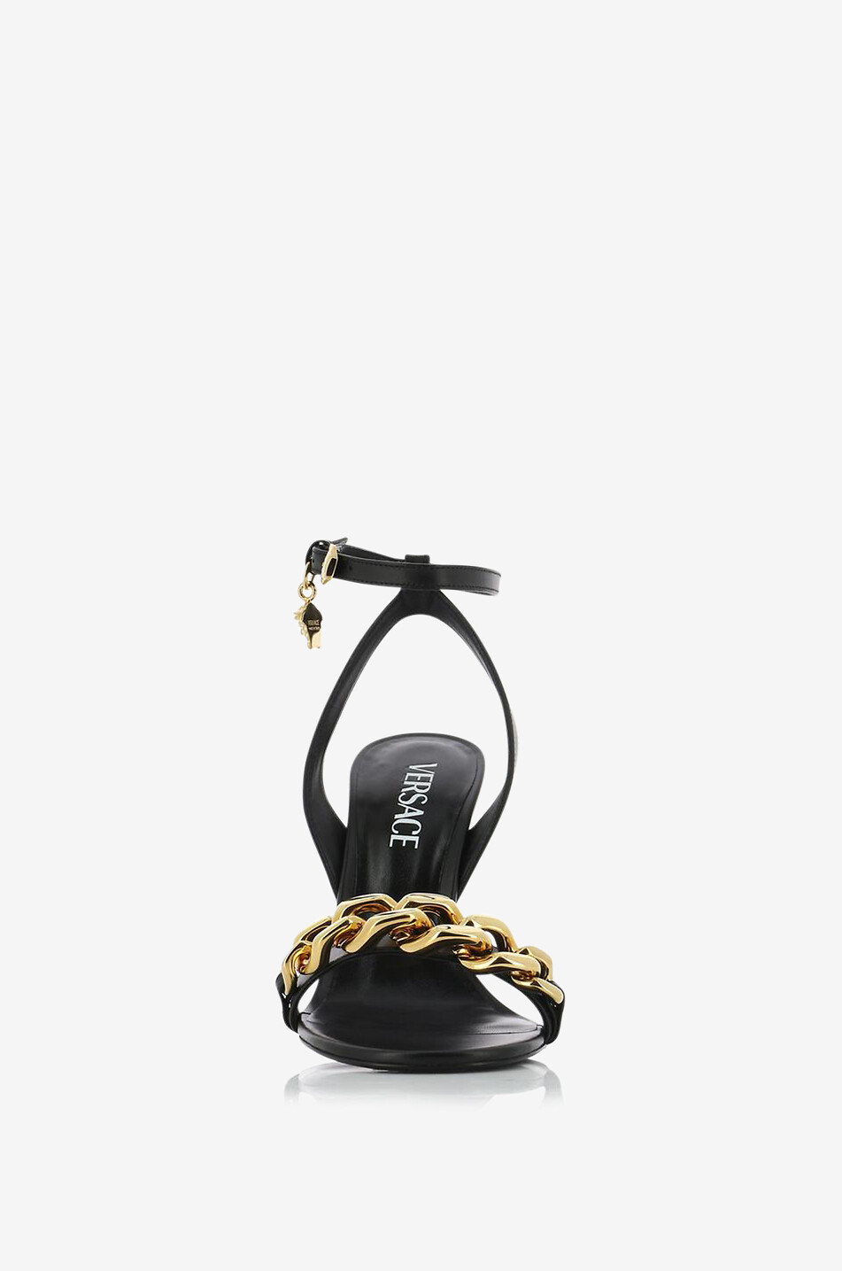Sandalen aus Leder mit Blockabsatz Medusa Chain 105