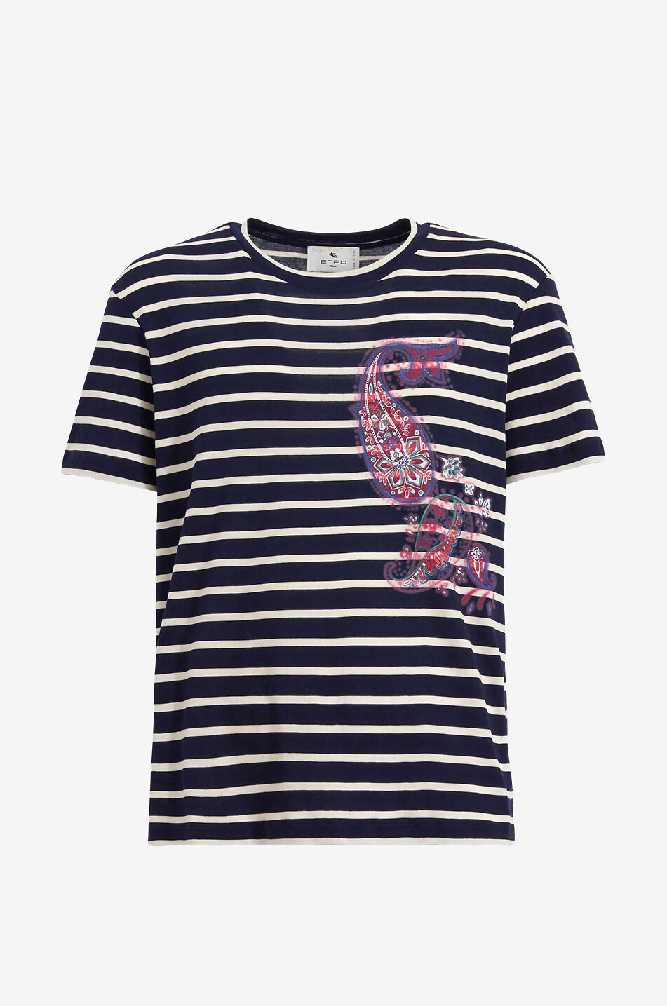 T-shirt à rayures et Paisley peint à la main