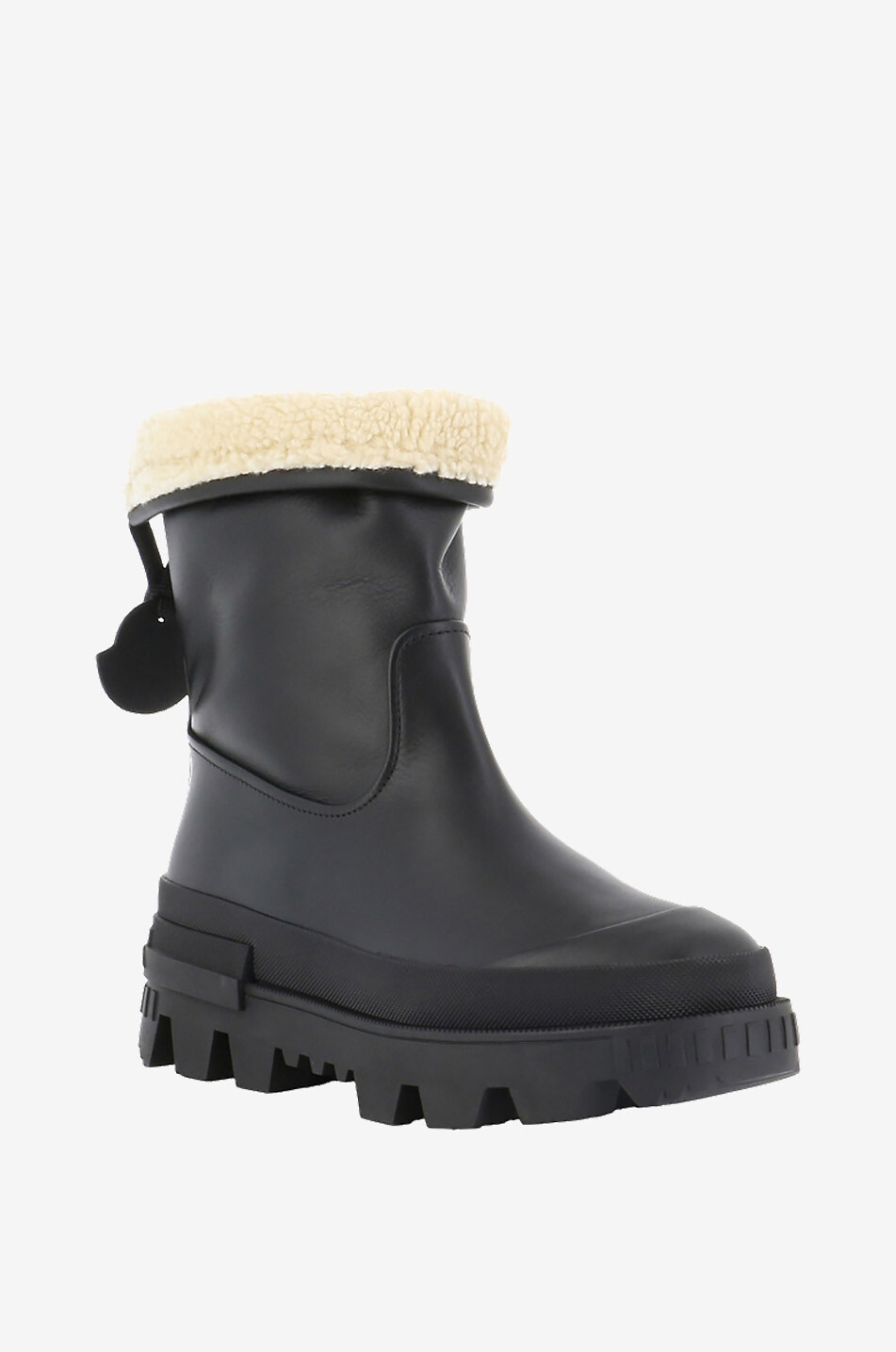 MONCLER Moscova faux fur trimmed leather ankle boots Women BLACK 1