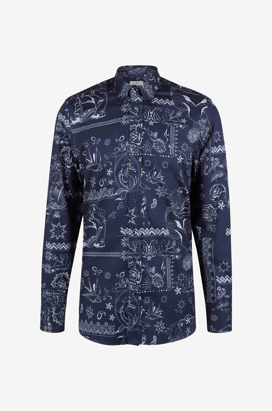 ETRO Oberhemd aus Flanell mit Print Oldschool Tattoos Herren DUNKELBLAU 1