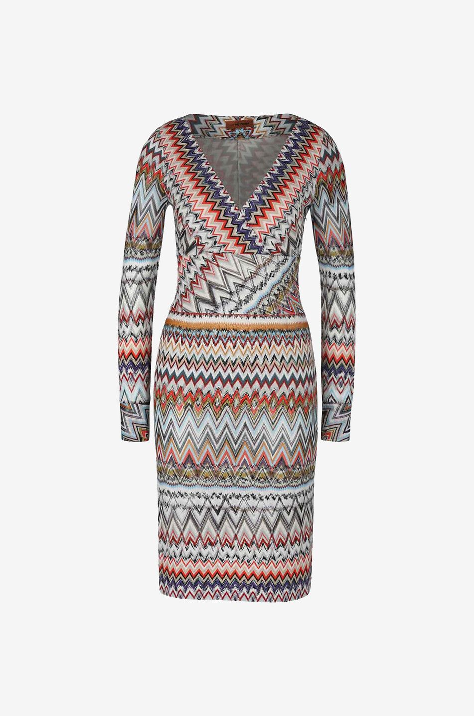 Herringbone knit fitted cache-coeur dress - MISSONI - Bongénie Outlet