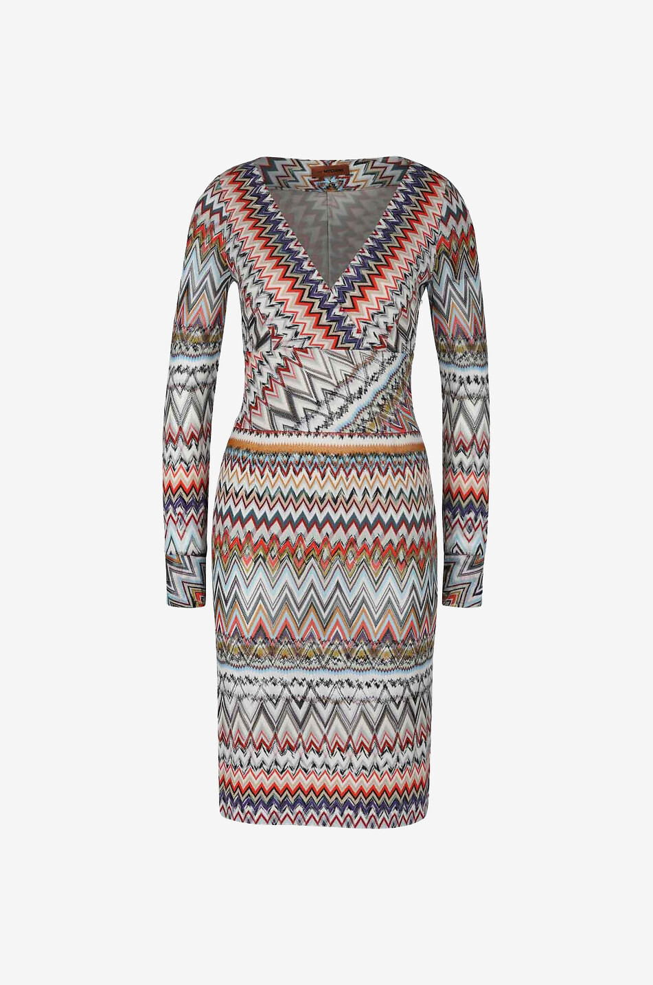 Herringbone knit fitted cache-coeur dress