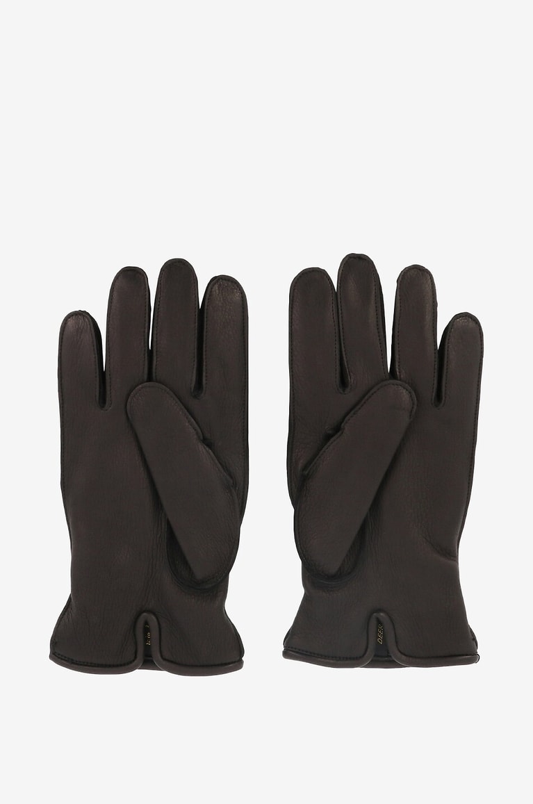 PIERO RESTELLI Deerskin and cashmere gloves Men BLACK 2