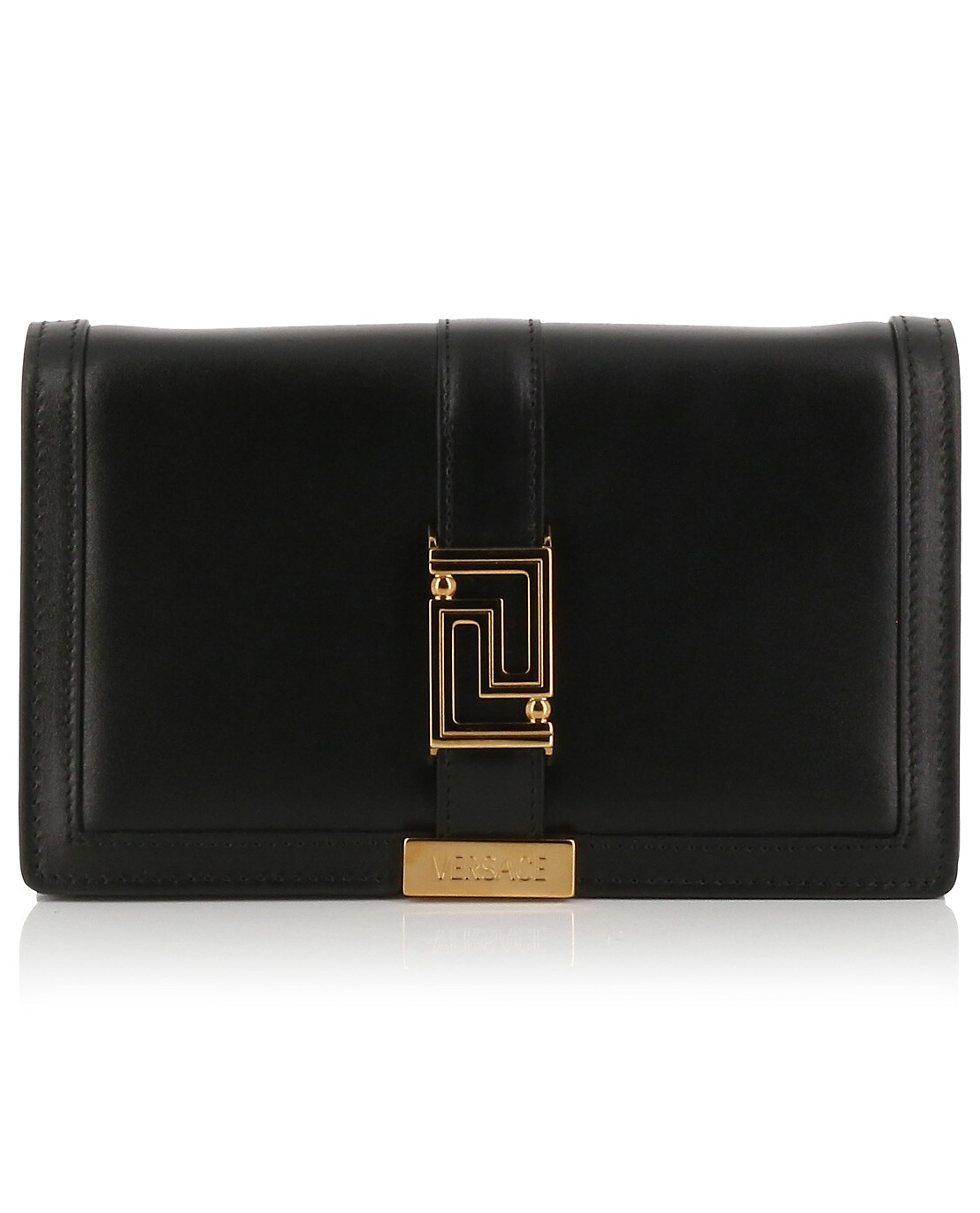 VERSACE Greca Goddess calf leather chain wallet Women BLACK 1