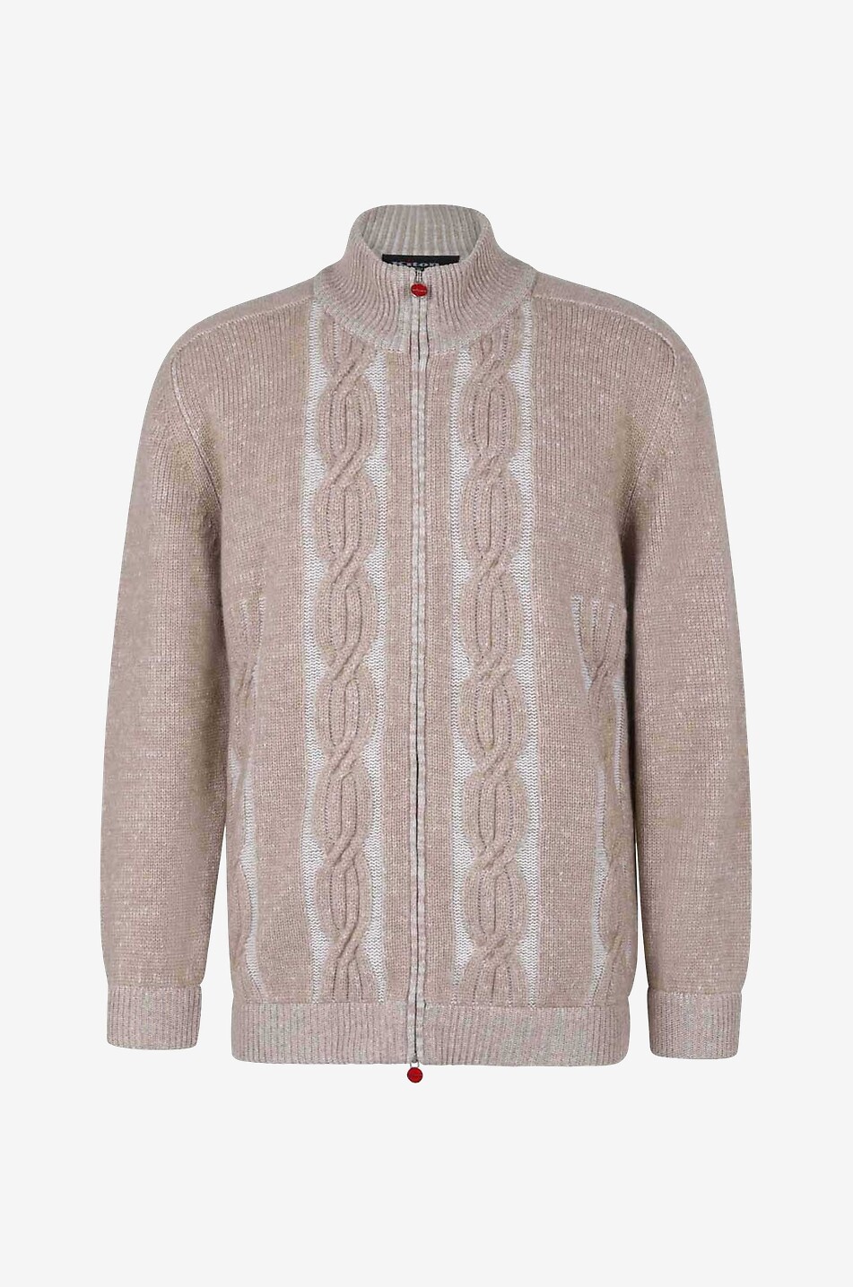 KITON Zip-up cable knit cashmere cardigan Men Light beige 1