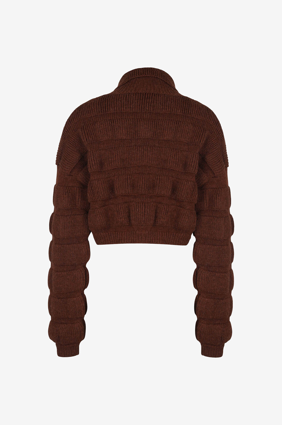 SAINT LAURENT PARIS Quilting-effect cropped turtleneck jumper Women BROWN 2