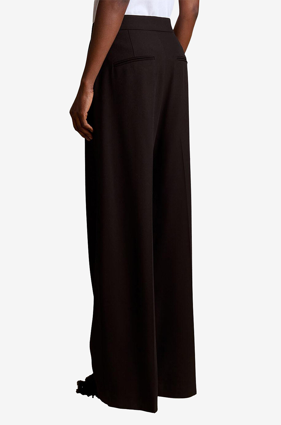 KHAITE Strannly high-rise wide-leg trousers in wool blend Women BLACK 4