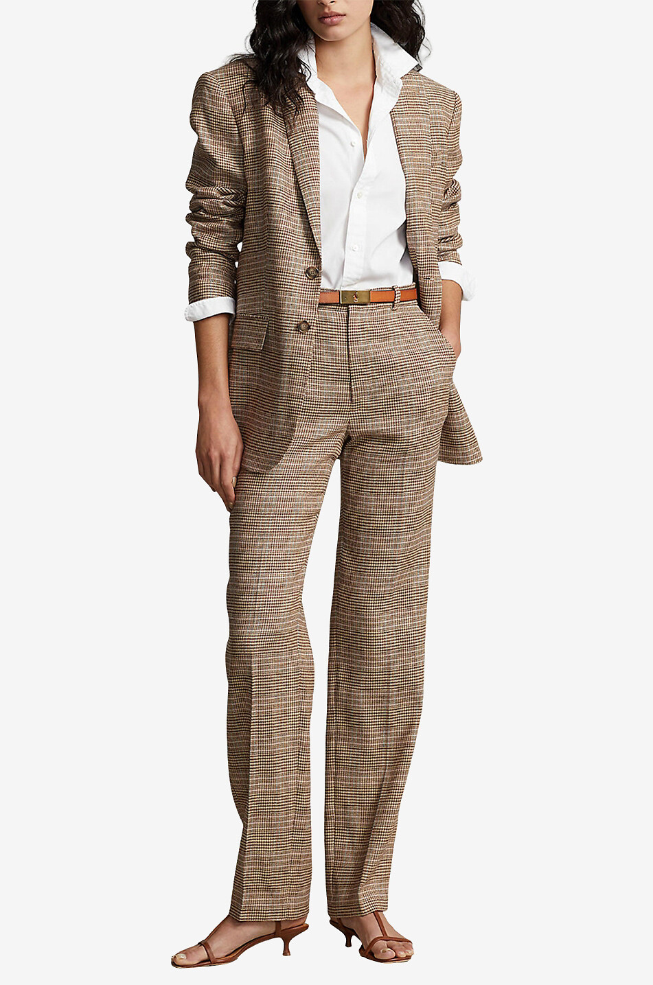 POLO RALPH LAUREN Pantalon en lin mélangé à carreaux Femme MULTICOLORE 4