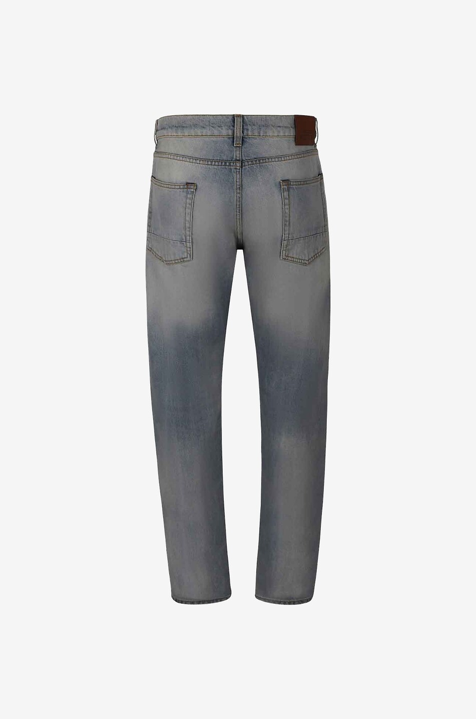 Topstitched faded slim fit jeans