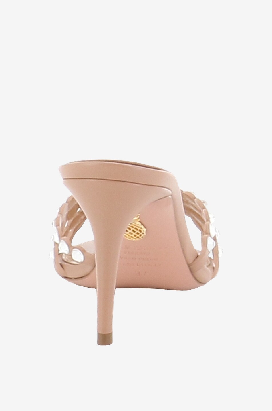AQUAZZURA Tequila 75 nappa leather and crystal mules Women BEIGE 4