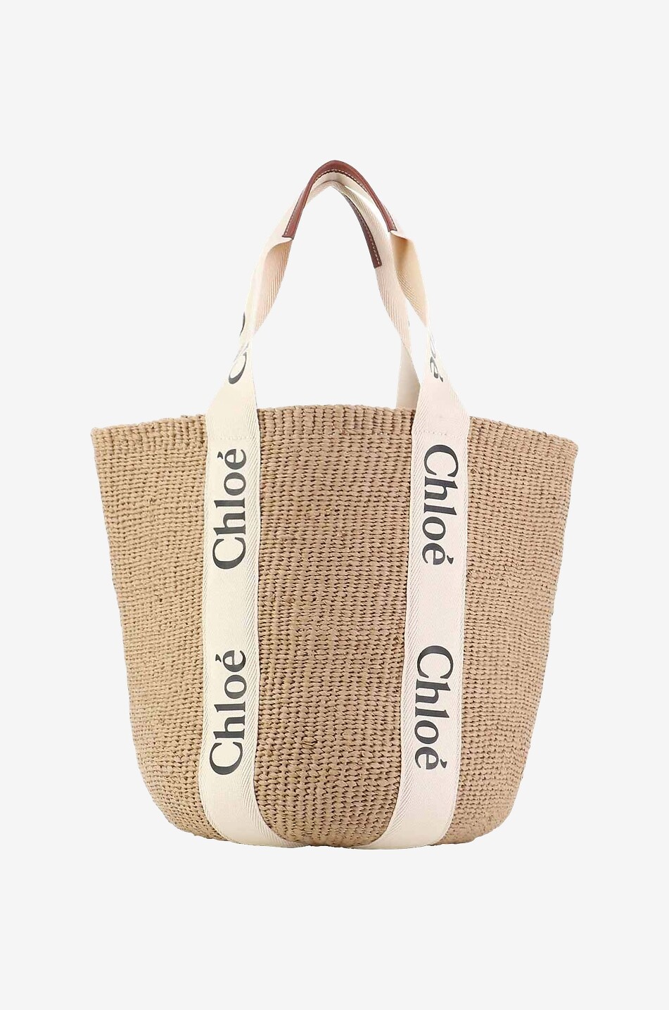 CHLOE Handgeflochtener Korb Woddy Large Damen WEISS 1
