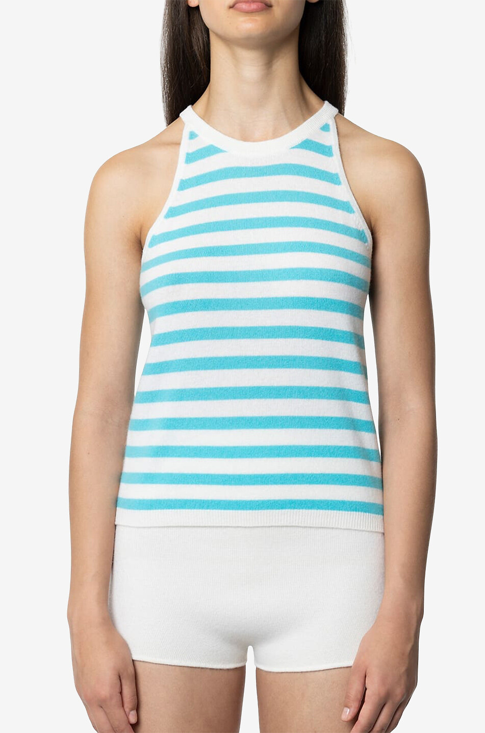 Virgin wool and cashmere striped tank top
