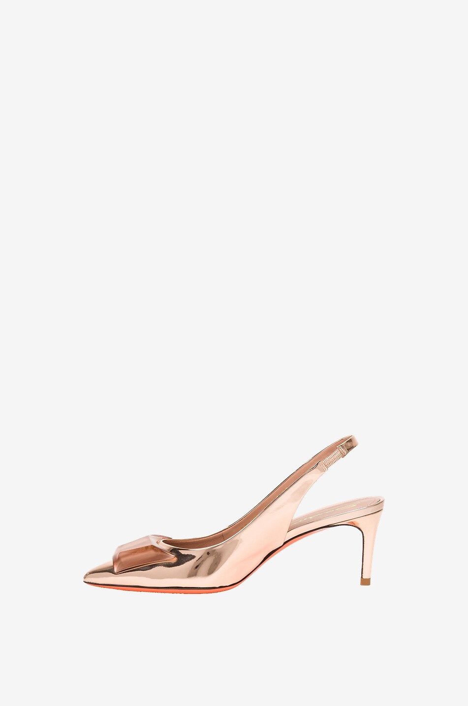 Slingback-Pumps aus Metallic-Leder