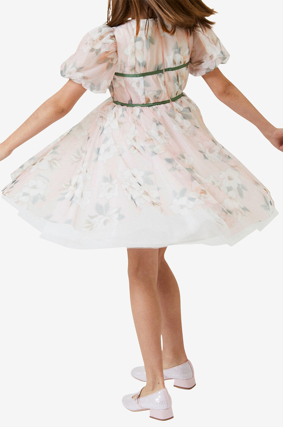 Mädchen-Kleid mit Puffärmeln und Blütenprint
