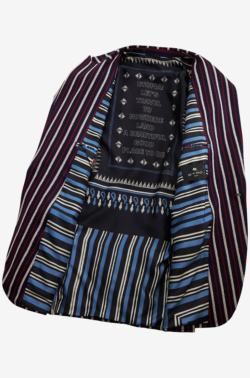 ETRO Blazer rayé en coton piqué à boutonnage simple Homme BLEU FONCE 7