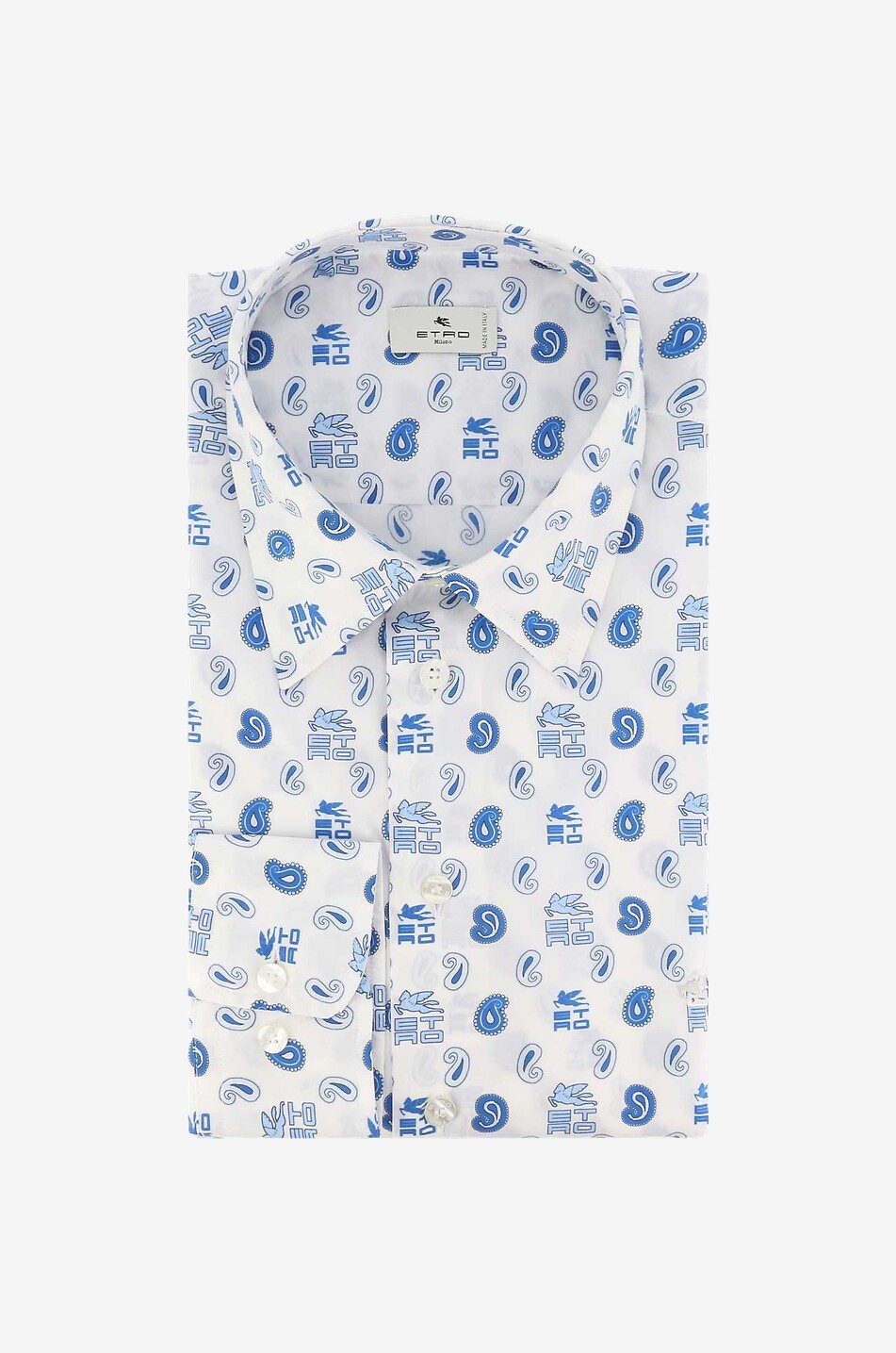Paisley printed long-sleeved slim-fit shirt