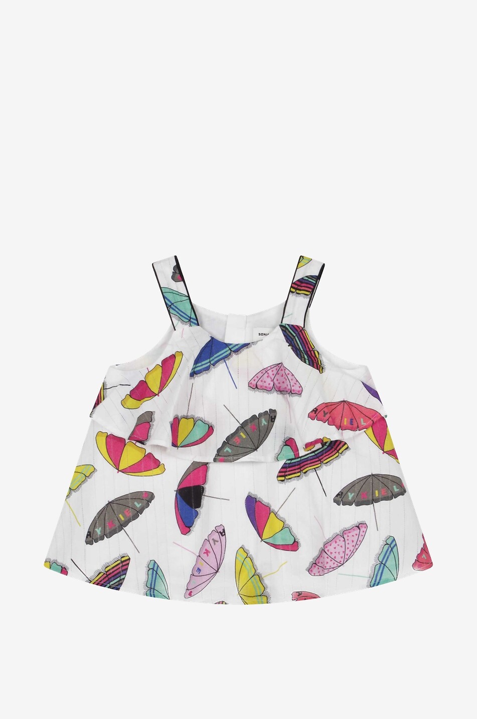 Top fille en voile de coton imprimé parasols