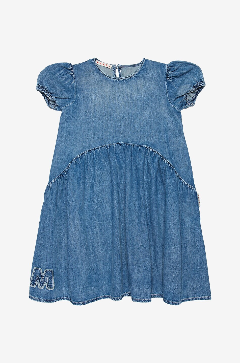 Robe empire fille en denim léger à manches courtes