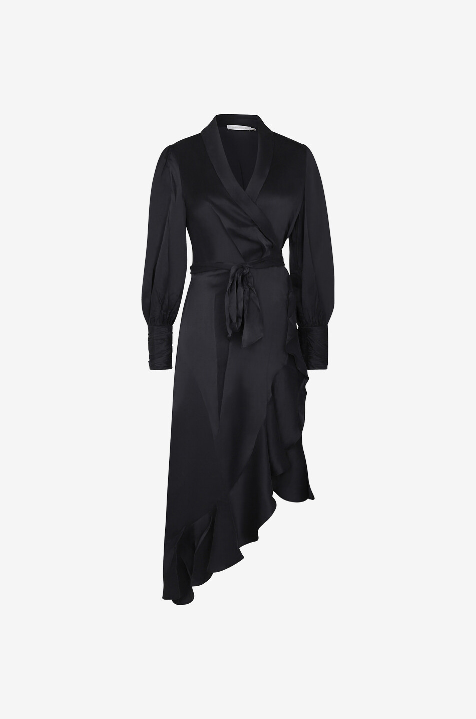 ZIMMERMANN Silk satin midi wrap dress Women BLACK 1