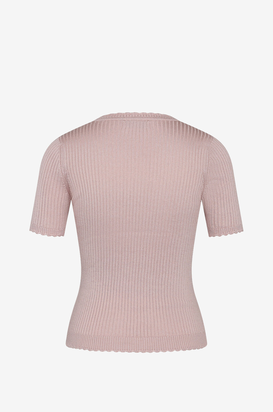 Pull côtelé à manches courtes en soie