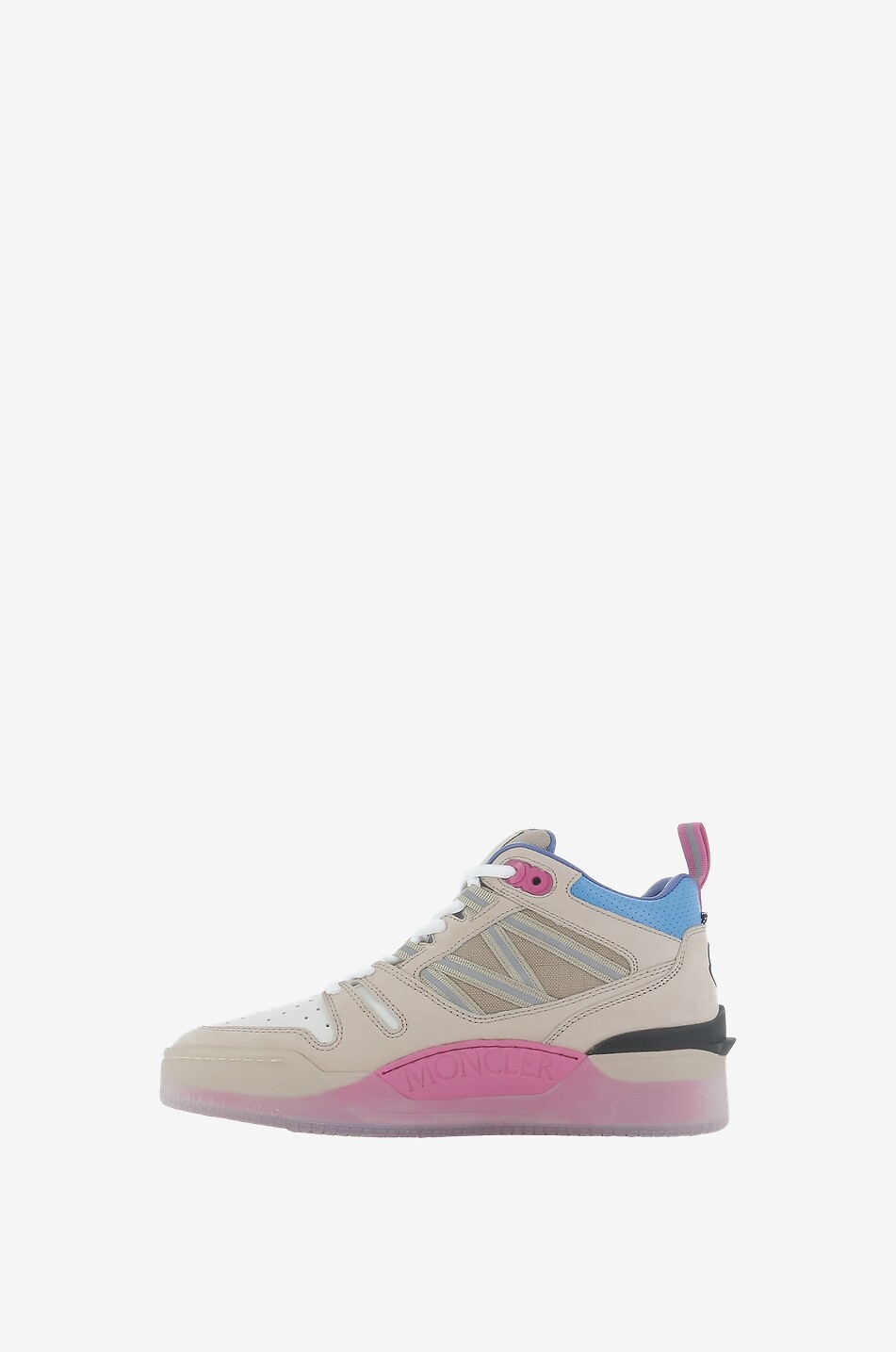 MONCLER Pivot high-top lace-up multi-material sneakers Women Light beige 3