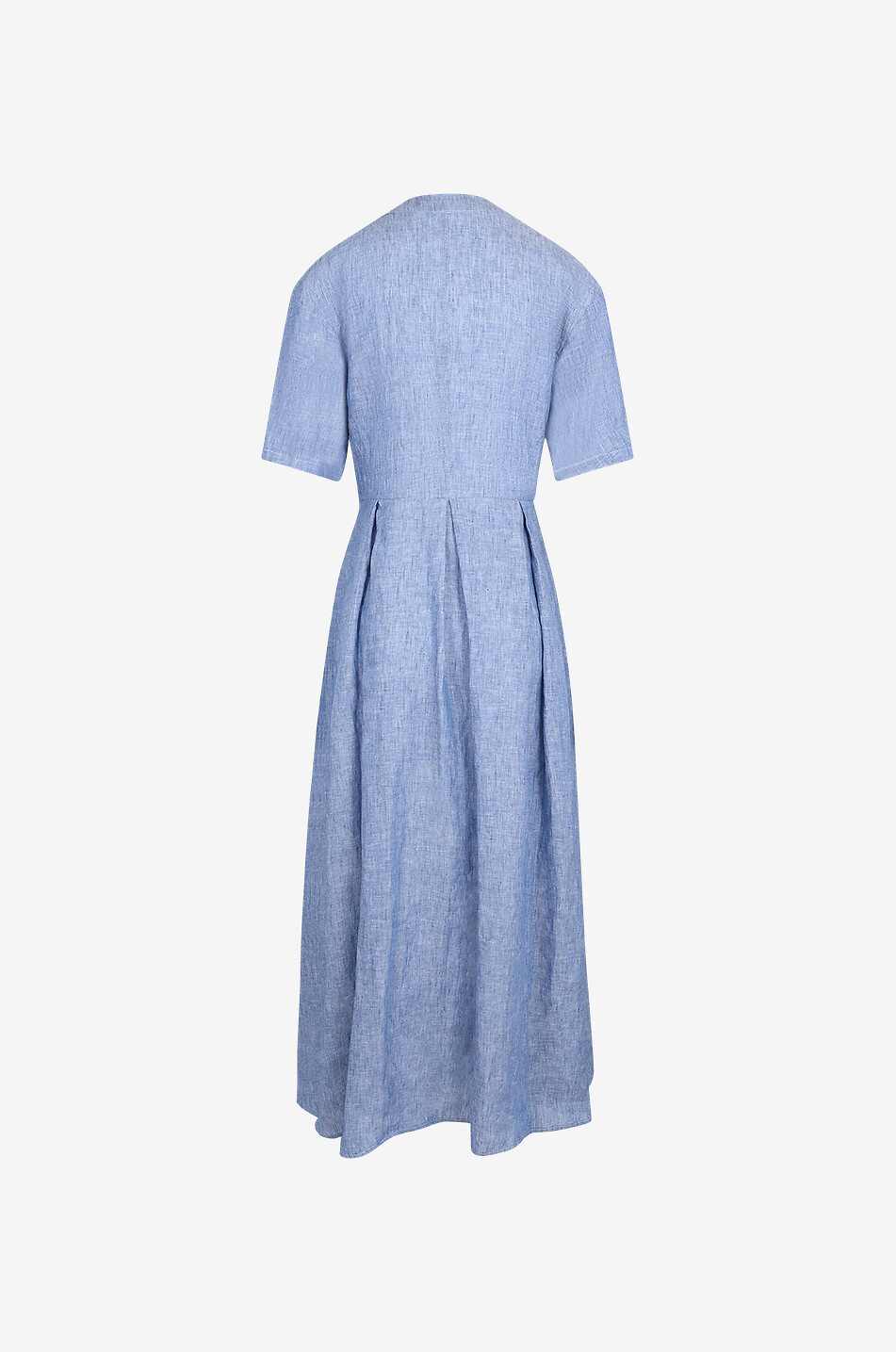 Langes Hemdkleid aus Leinen mit V-Ausschnitt