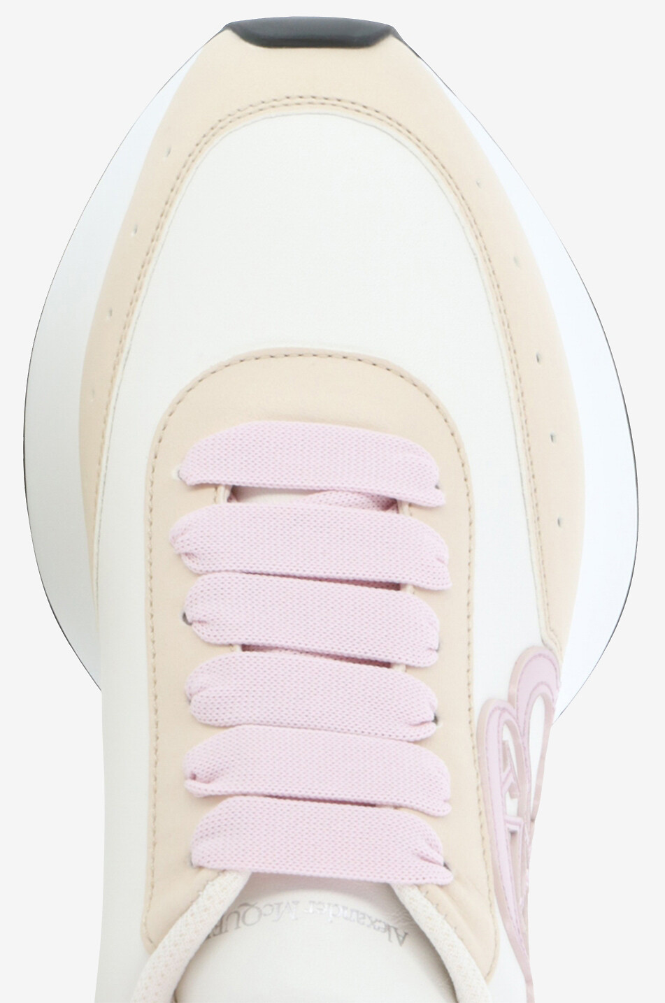 ALEXANDER McQUEEN Baskets basses à lacets en cuir tricolore Sprint Runner Femme BEIGE 5