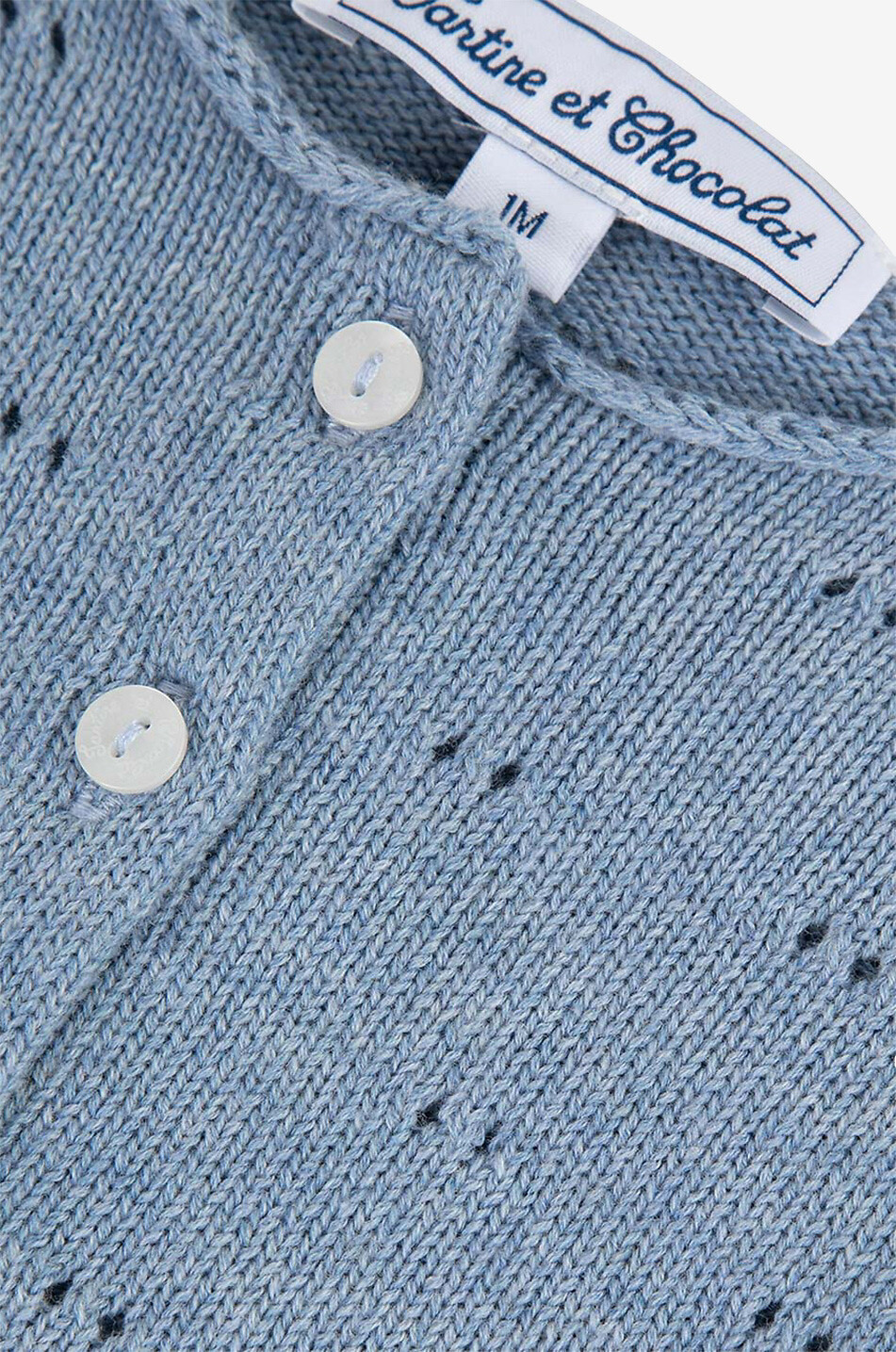 TARTINE ET CHOCOLAT Openwork knit baby cardigan Baby BLUE 3