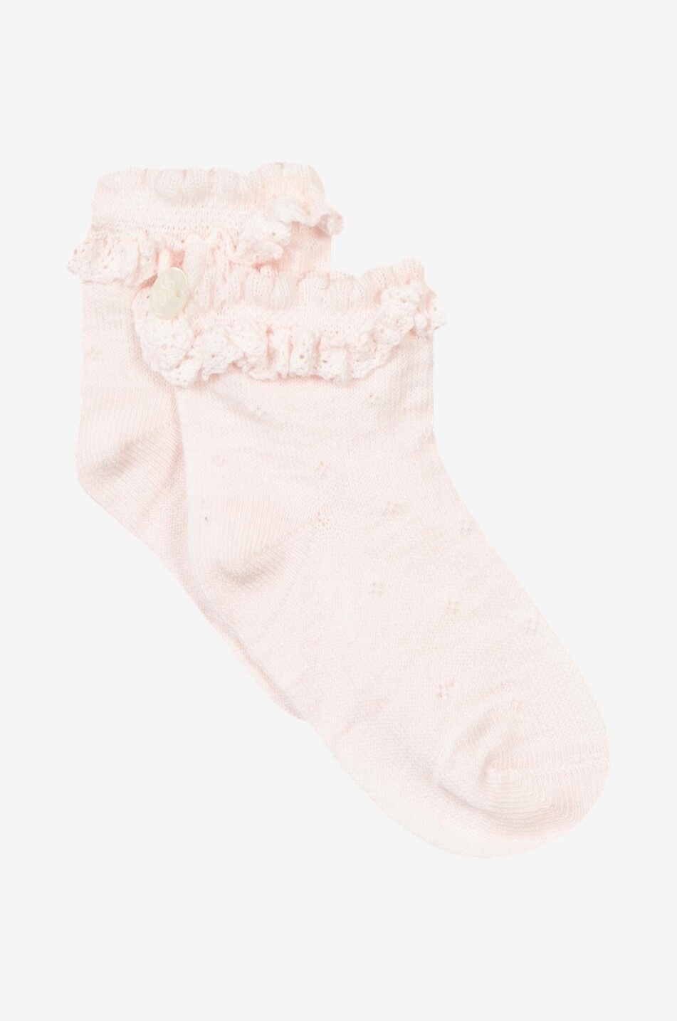 Ruffle-adorned cotton openwork baby socks