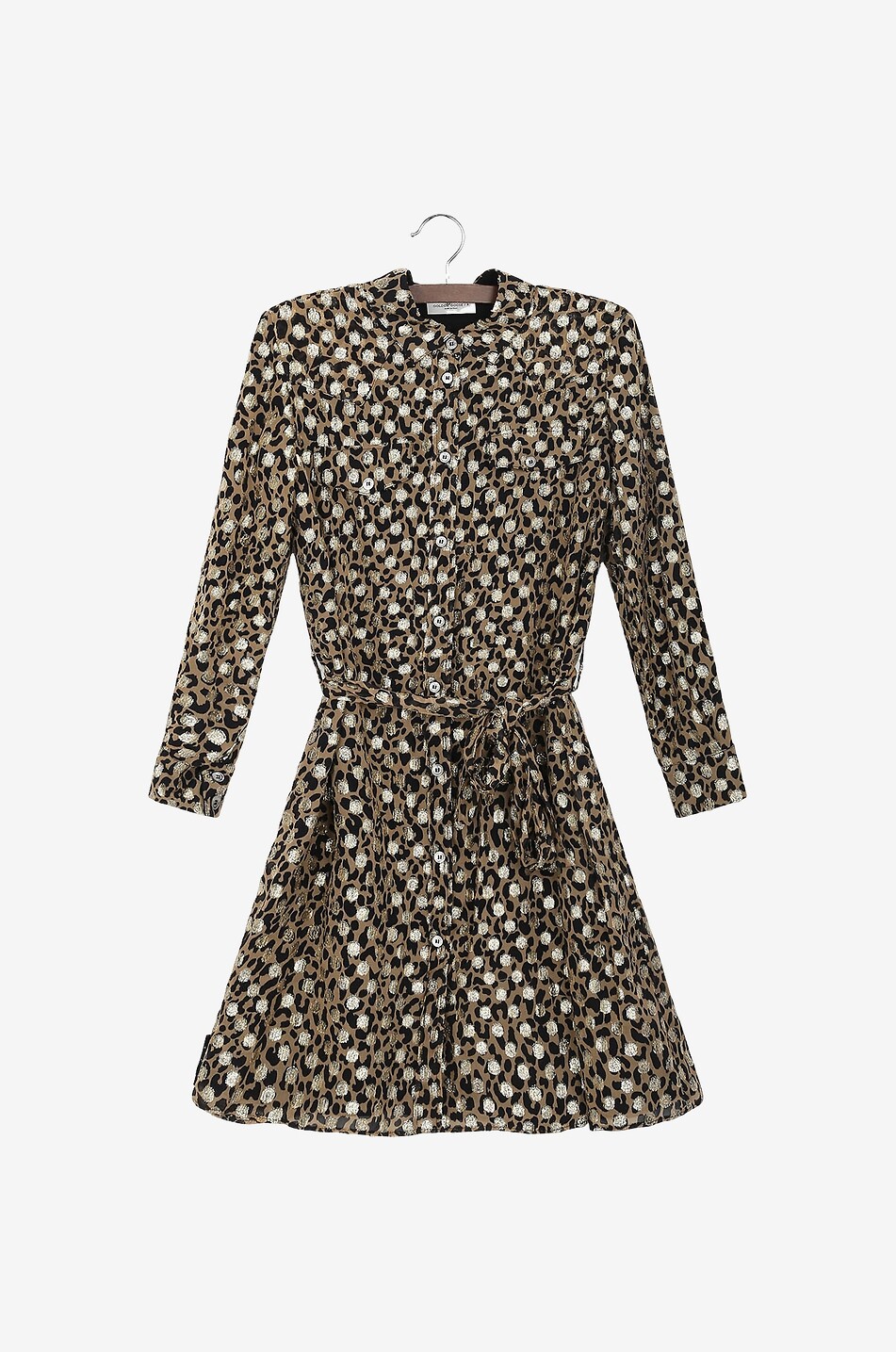 Leopard spot and Lurex adorned girl's shirt dress