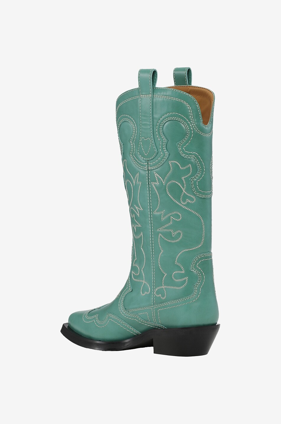 GANNI Bottes brodées en cuir esprit santiags 35 Femme VERT 2