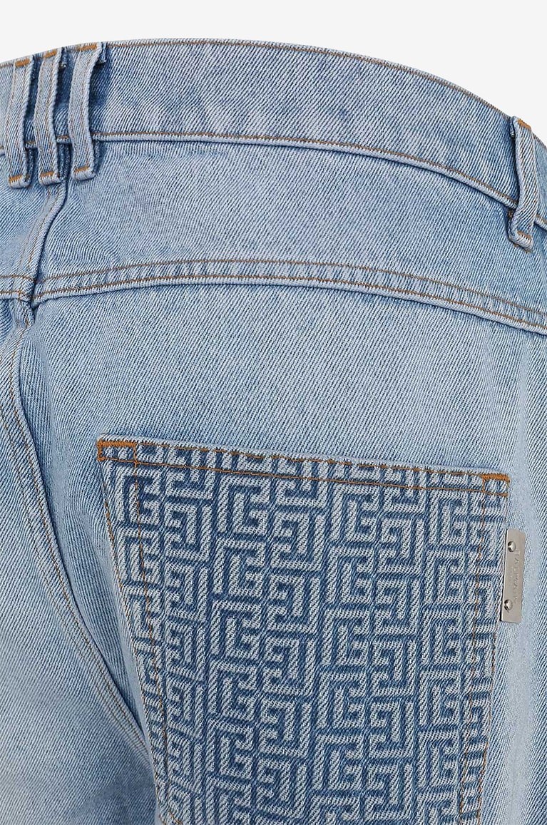 BALMAIN Jean droit délavé motif monogrammes Homme BLEU 3