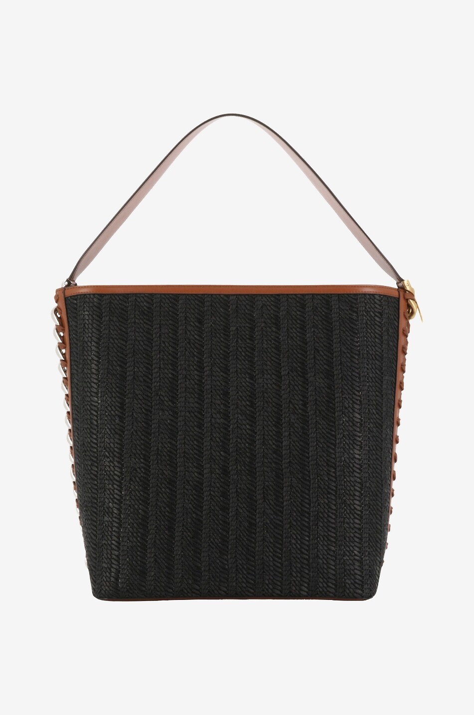 Frayme raffia and faux leather tote bag