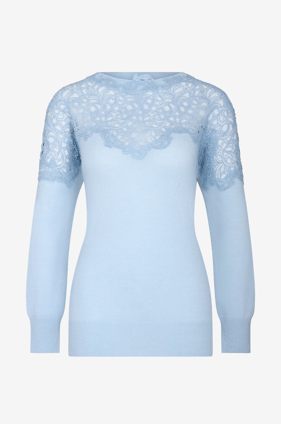ERMANNO SCERVINO Cashmere and lace loose-fit jumper Women LIGHT BLUE 1