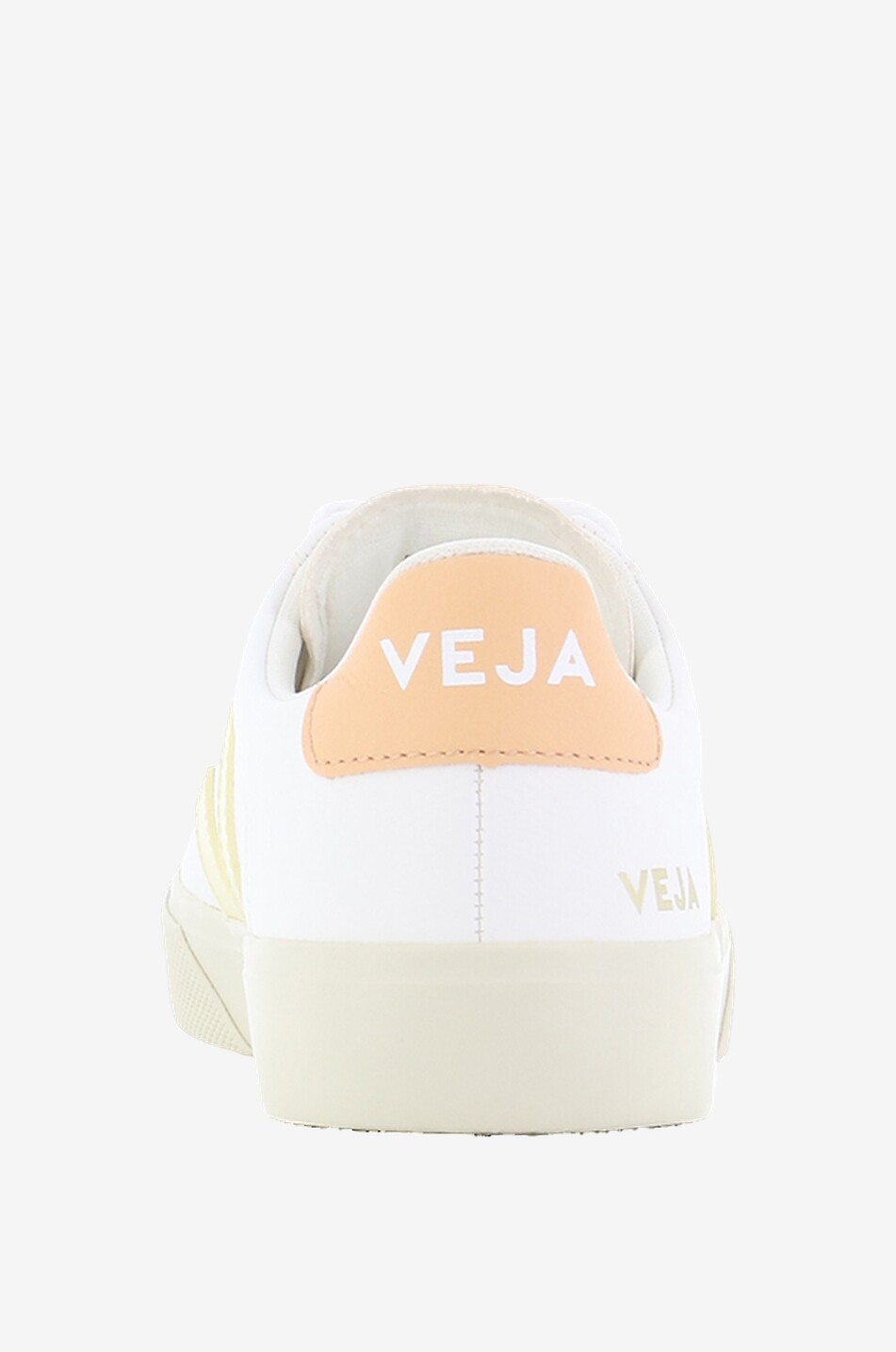 VEJA Baskets basses à lacets en cuir grainé et lisse Campo Femme BLANC 4