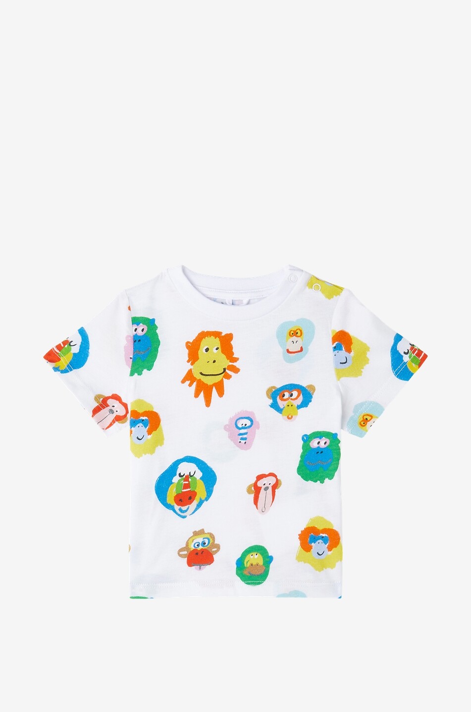 STELLA McCARTNEY KID Baby-Kurzarm-T-Shirt Monkeys Junge WEISS 1