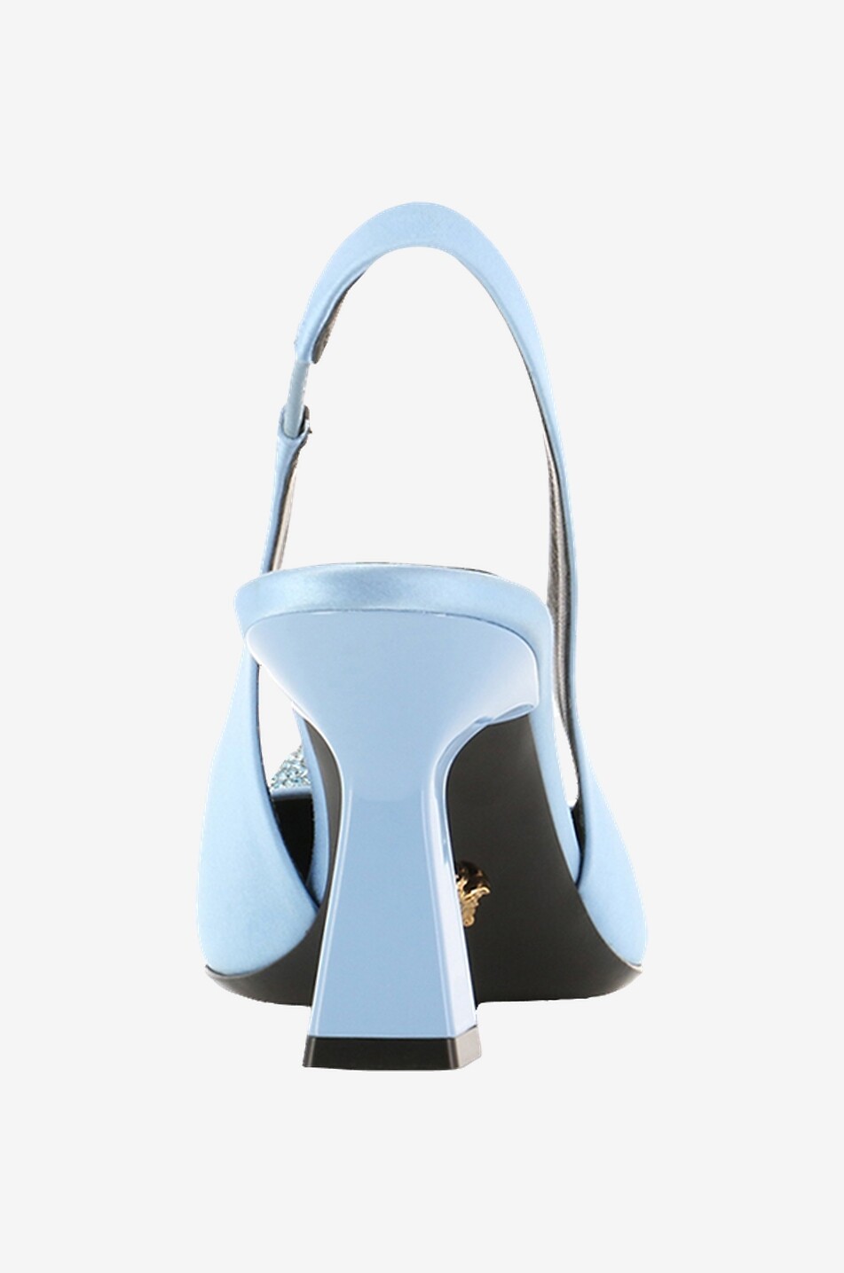 VERSACE Crystal La Medusa 70 satin slingback pumps Women BLUE 4