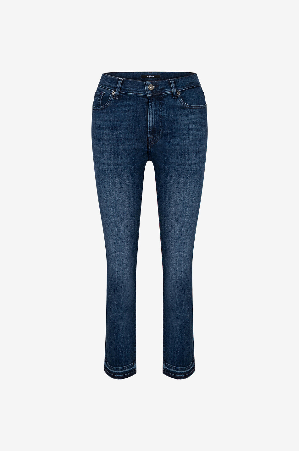 7 FOR ALL MANKIND Jean droit en coton The Straight Crop Soho Femme BLEU FONCE 1