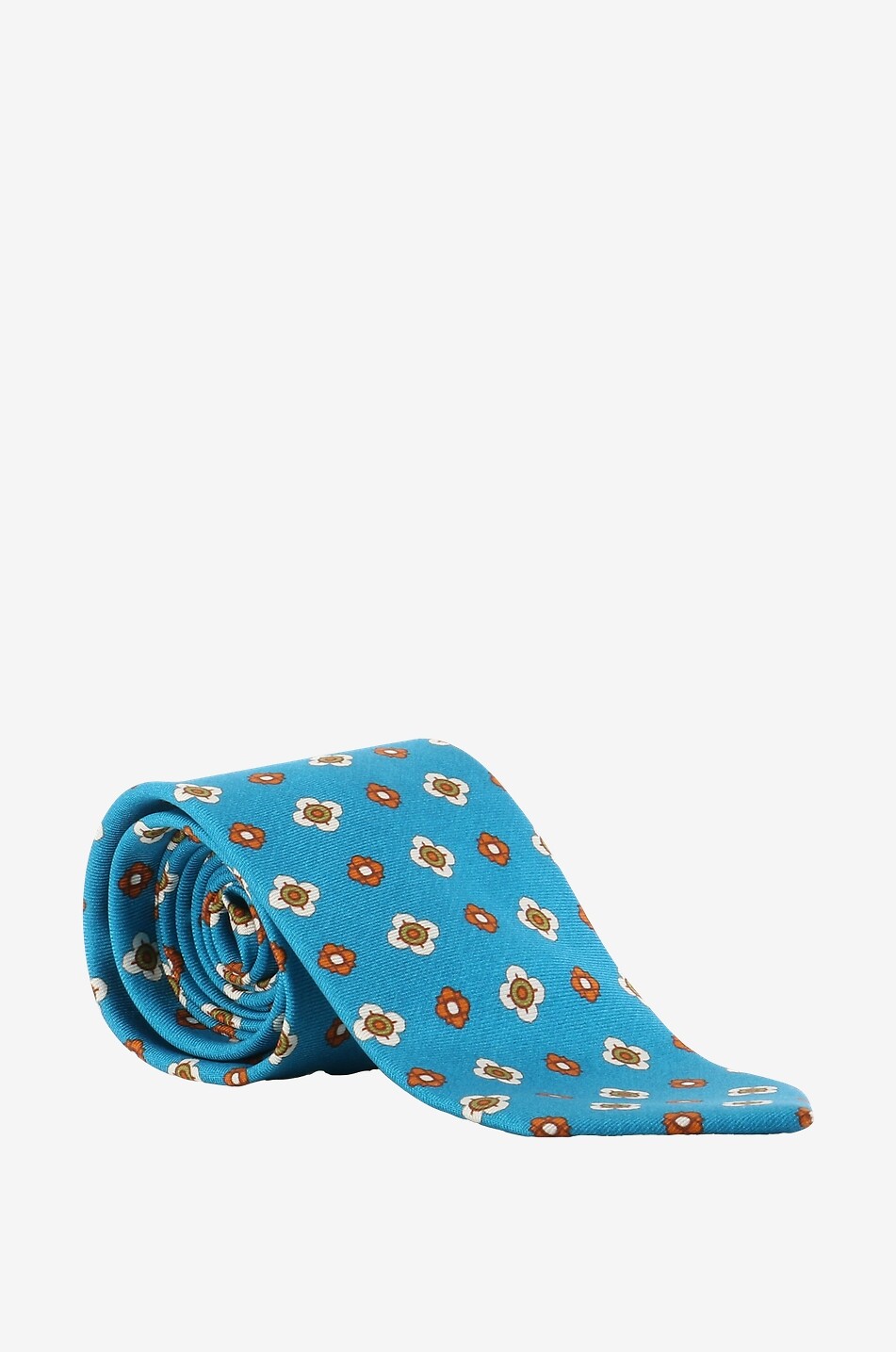 Cravate Brioni En Soie Bleu Marine - Motif Géométrique Et Médaillon Argent - Fait Main En Italie