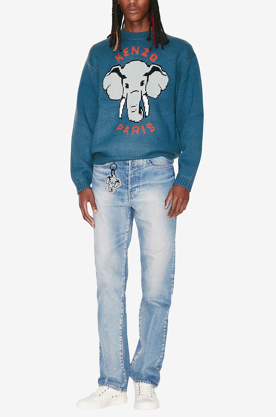 Eléphant wool and cotton round neck jumper